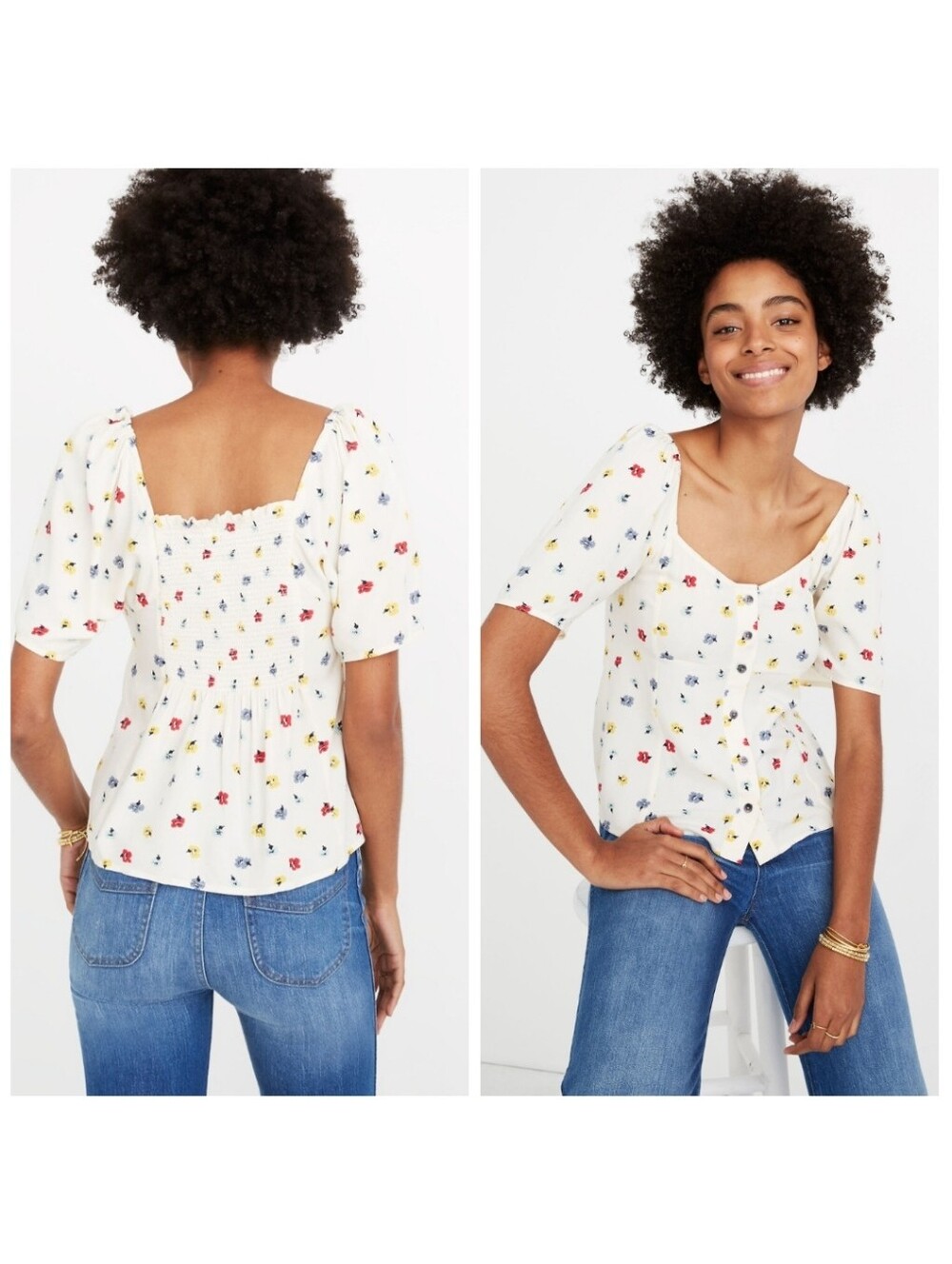 Madewell Floral Boho Cottagecore Viscose Seamed Button Down Shirt XS - Picture 3 of 16